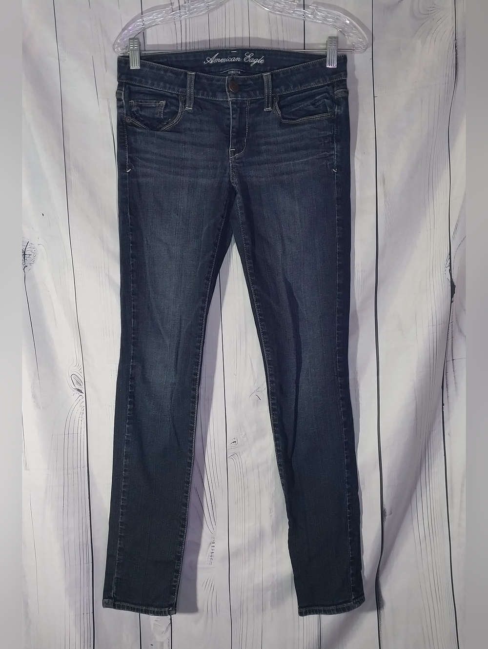 American Eagle Outfitters Women's Dark Blue Low-Rise Minimalist Y2K Skinny Jeans